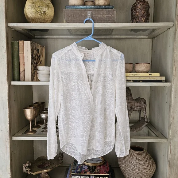 Rebecca Taylor Silk Aztec Embroidered Blouse - Picture 2 of 8